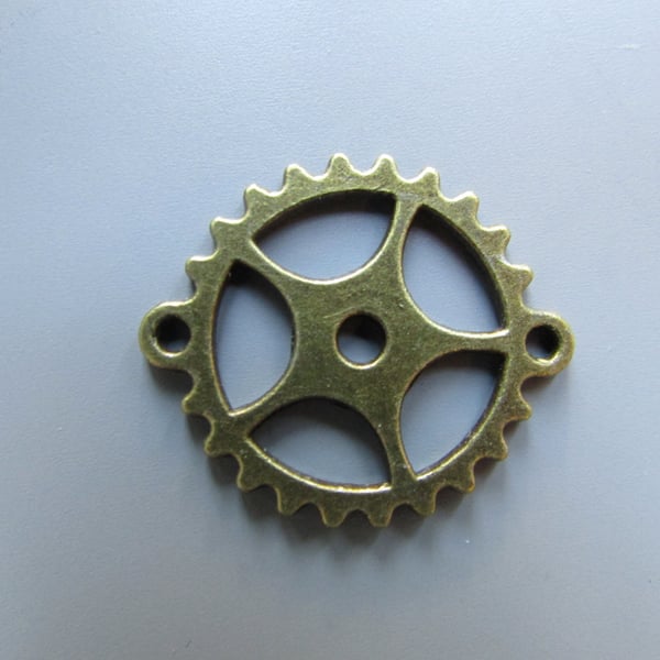 Bronze Cog connector Jewellery Charm Steampunk