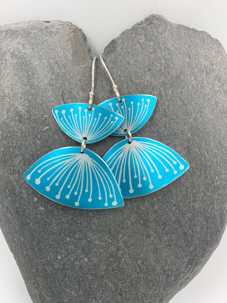 Turquoise aluminium seed head earrings