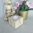 Blonde Pallet Wood Tealight Holder Single Rustic Cube Candle Block