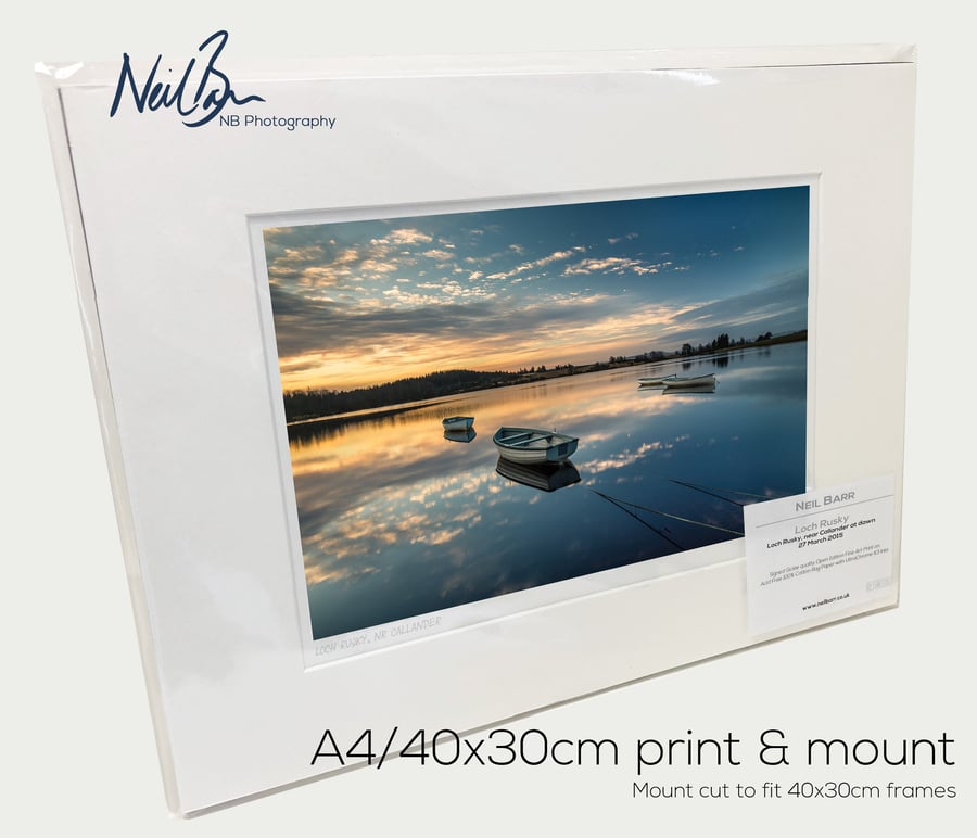 Fishing Boats Loch Rusky Callander Scotland - A4 (40x30cm) Unframed Print