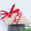 POLKA DOT CHRISTMAS HEART DECORATION - red and taupe