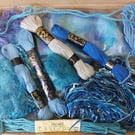 Textile Embroidery Collage Kit Blues