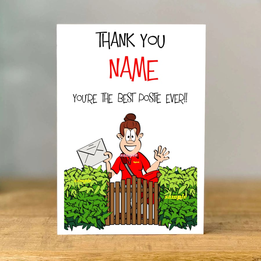 Personalised Postwoman Thank You Card, Royal Mail Retirement Gift work colleague