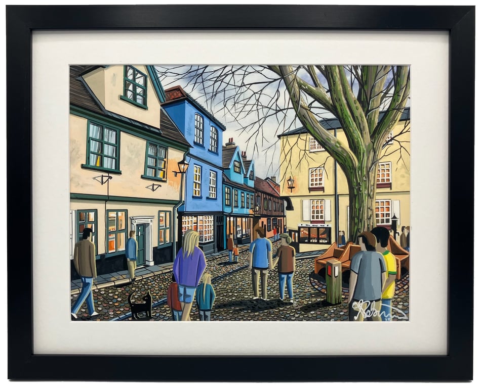 Norwich, Elm Hill, Cityscape Landscape Landmark Framed & Unframed Art Print Gift