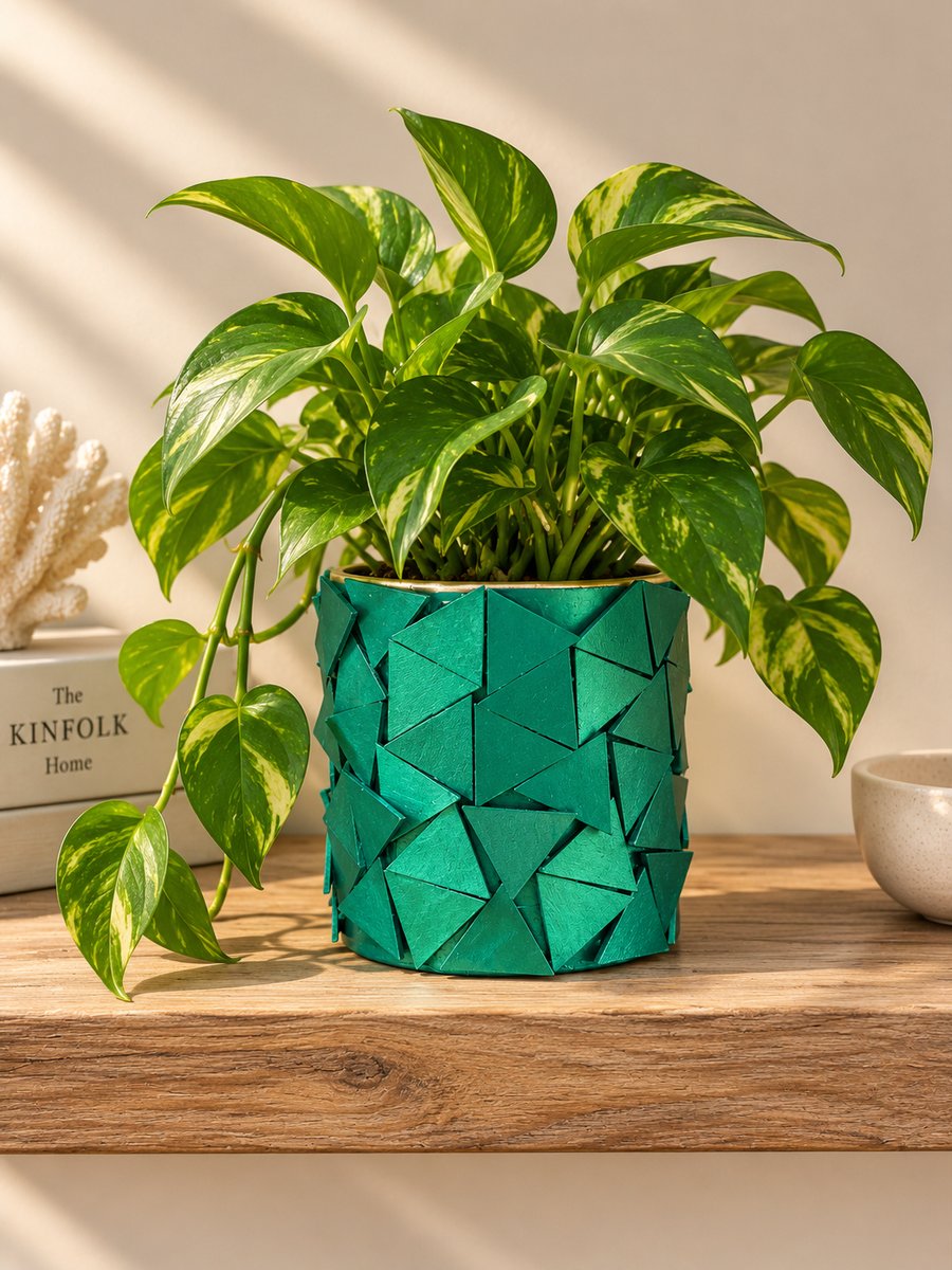 Metallic Green Planter - Inbuilt Drainage – Handmade Statement Plant Pot