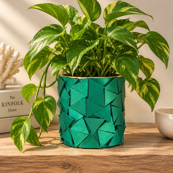 Metallic Green Planter - Inbuilt Drainage – Handmade Statement Plant Pot