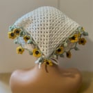 Crochet Sunflower Bandana Headscarf – Boho Summer Festival accessories 