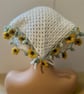 Crochet Sunflower Bandana Headscarf – Boho Summer Festival Acce