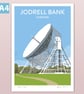 Jodrell Bank poster, Cheshire, retro style travel print A4