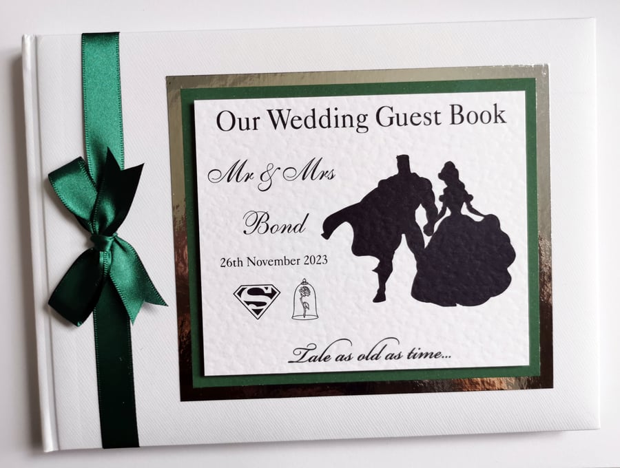 Superman and Belle wedding guest book, superhero wedding book, gift