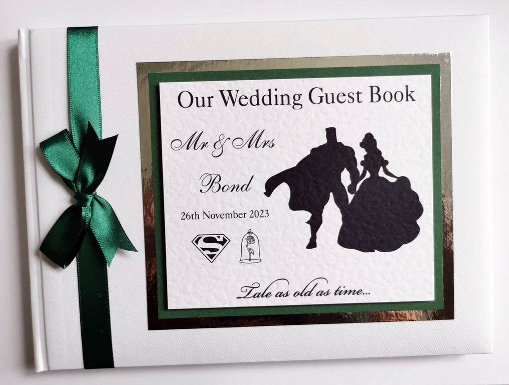 Superman and Belle wedding guest book, superhero wedding book, gift