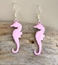 Hand enamelled seahorse earrings on sterling silver ear hooks 