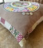 Spring - rescued cross stitch and patchwork cushion - Image 6
