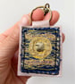 Up-cycled golden denim Sun key ring or bag charm