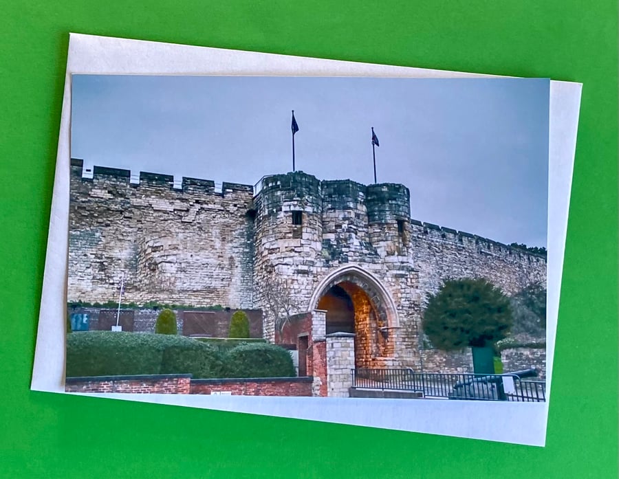 Lincoln Castle Main Gate - Photographic Print Greetings Card