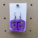 Purple Geometric Wooden Earrings