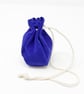 Royal blue suede drawstring pouch - Image 1
