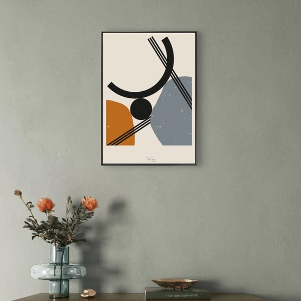 Digital Hand Drawn Abstract Art Print Neutral Geometric Scandinavian Decor