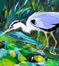 Bird art print Heron acrylic painting  - Image 9