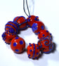 Handmade orange and blue lamp work glass beads - Image 5