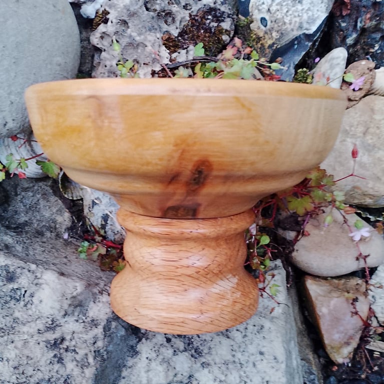 Beech & Oak Decorative Pedestal Bowl