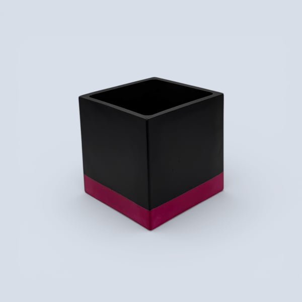 10 cm Square Black and Pink Plant Pot Indoor Planter for Houseplants Succulents 