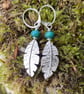 Silver and turquoise feather earrings - Image 4