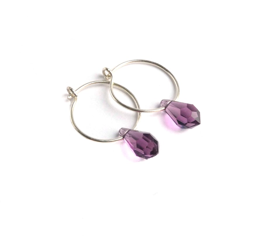 Purple Faceted Swarovski Crystal Earrings