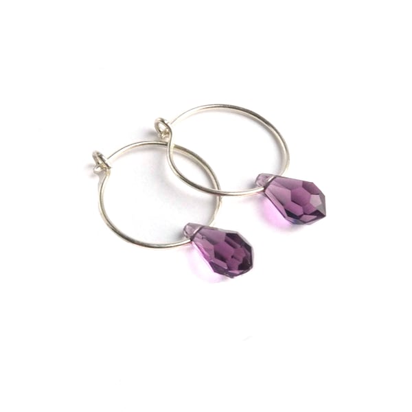 Purple Faceted Swarovski Crystal Earrings