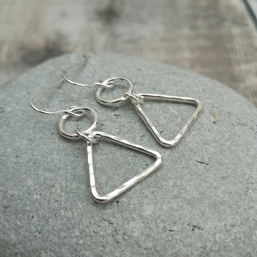 Sterling Silver Geometric Triangle Earrings - SILV105