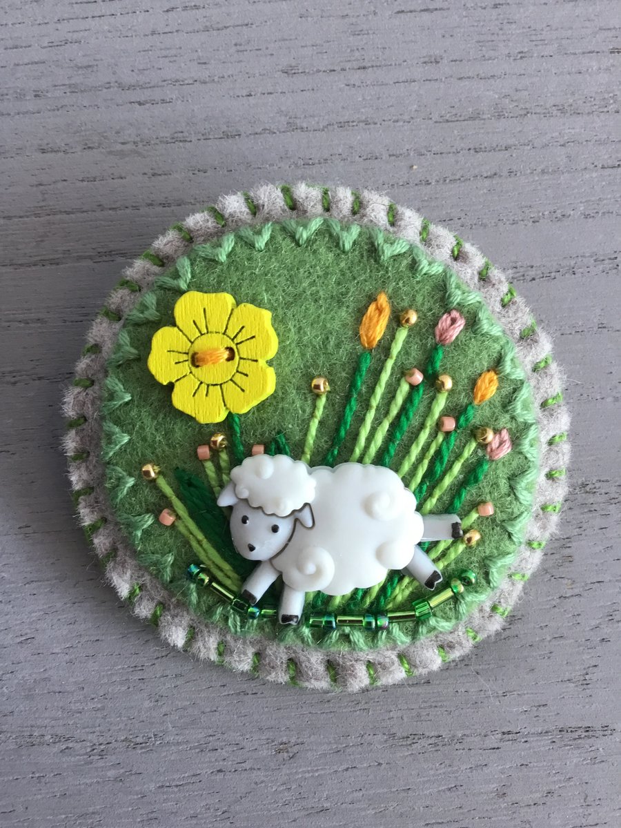 Hand Embroidered Spring Time Brooch