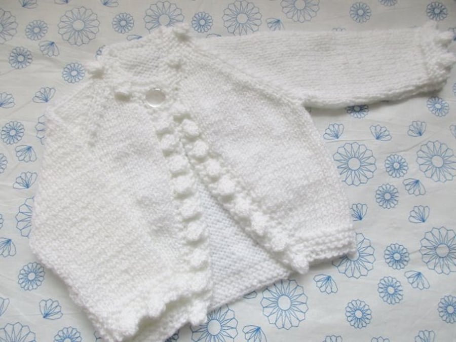 14" Newborn Bobble Edged Cardigan