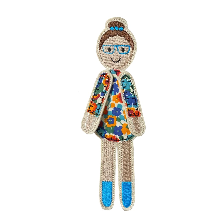 Dolly Bookmark, Textile Bookmark, Embroidered Bookmark, Stitched keepsake