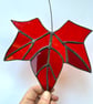 Stained Glass Maple Leaf Suncatcher - Handmade Hanging Window Decoration  - Red - Image 4