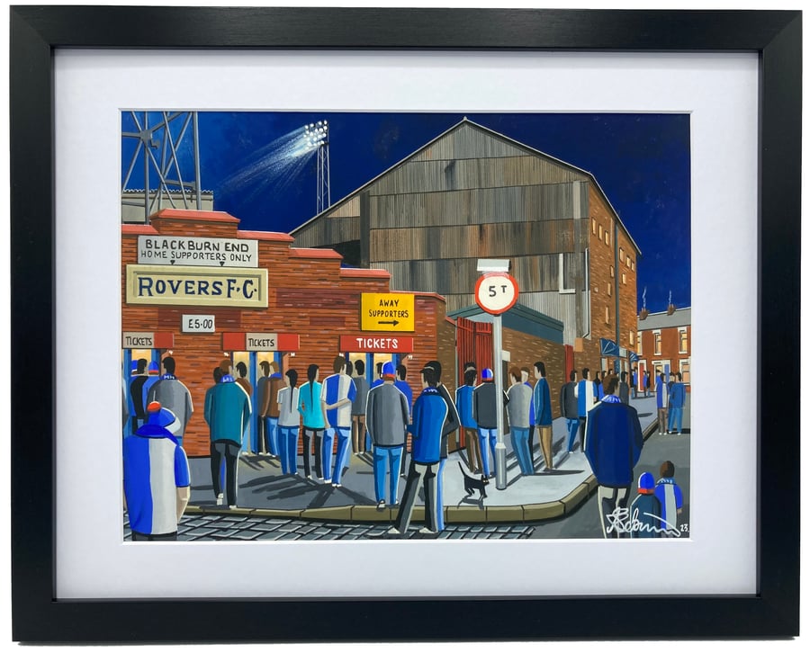 Blackburn Rovers, Retro Ewood Park, High Quality Framed Football Art Print.