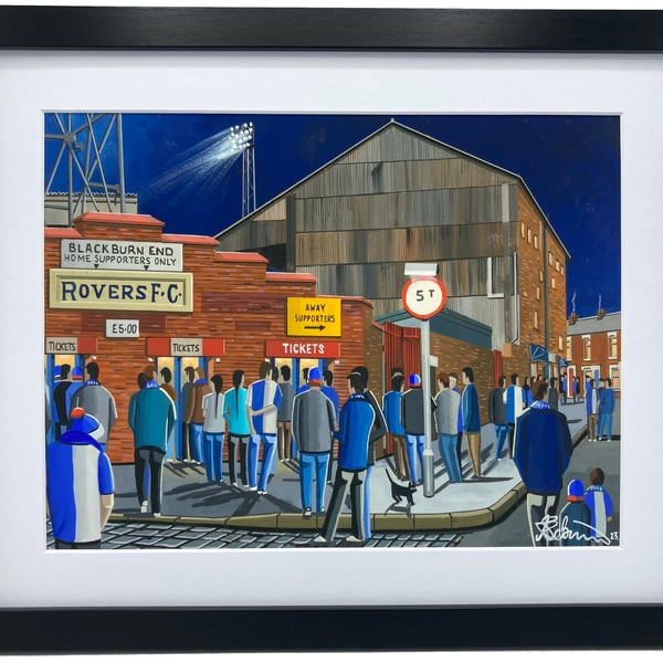 Blackburn Rovers, Retro Ewood Park, High Quality Framed Football Art Print.