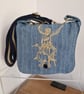 Handmade Dapper Rabbit Upcycled Denim Crossbody Bag