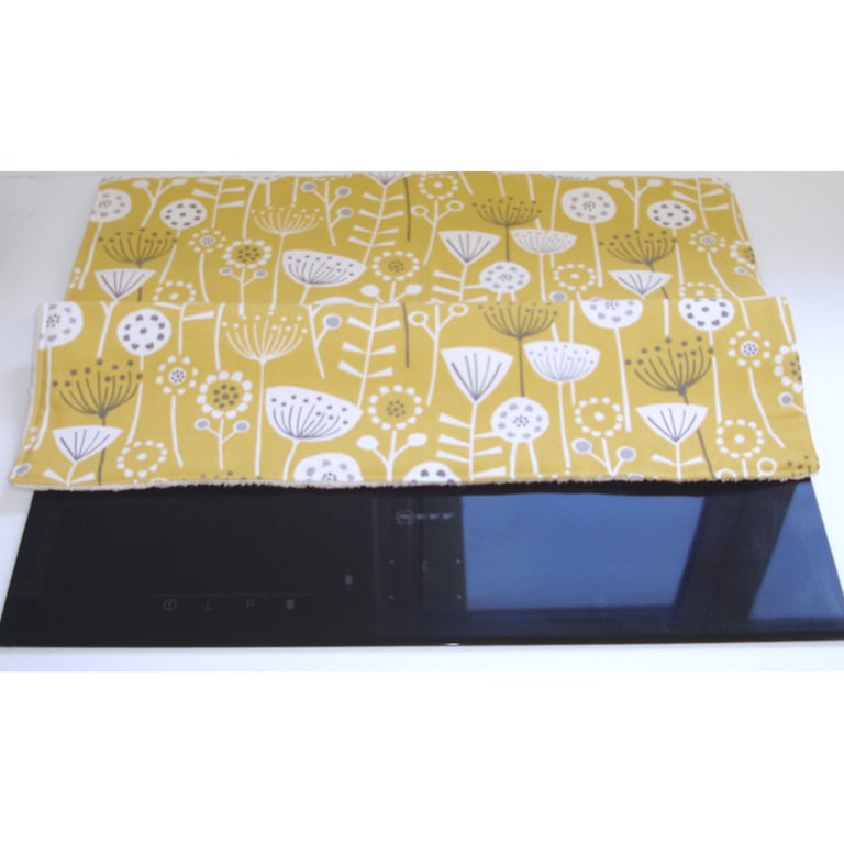 Induction Hob Cover 24" x 22" Electric Oven Yellow Kitchen Surface Saver Mat