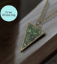 Ruby Zoisite Brass plated Triangle Worry Stone Necklace - Free Postage - Image 1