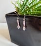 925 Silver & Purple Cats Eye & Pink Glass Leaf Dangle Earrings Earings Jewellery - Image 7