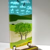 Red Kite Landscape fused glass panel