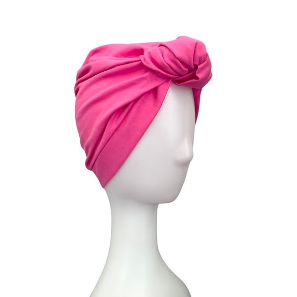 Fuchsia Turban for Women, Bright Pink Hair TURBAN, Women's Knot Cotton Turban 