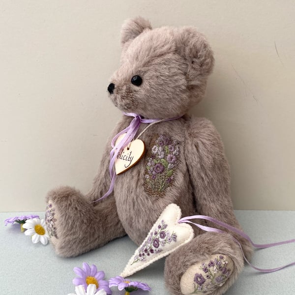 Teddy bear, handmade collectable artist bear with hand embroidery