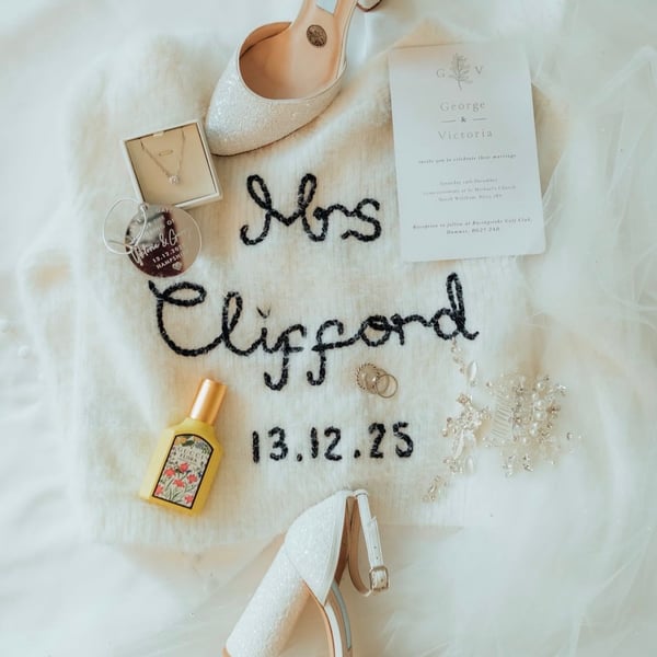Personalised Hand Embroidered Bridal Cardigan