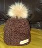 Handmade crochet hat with fur bobble - Image 2