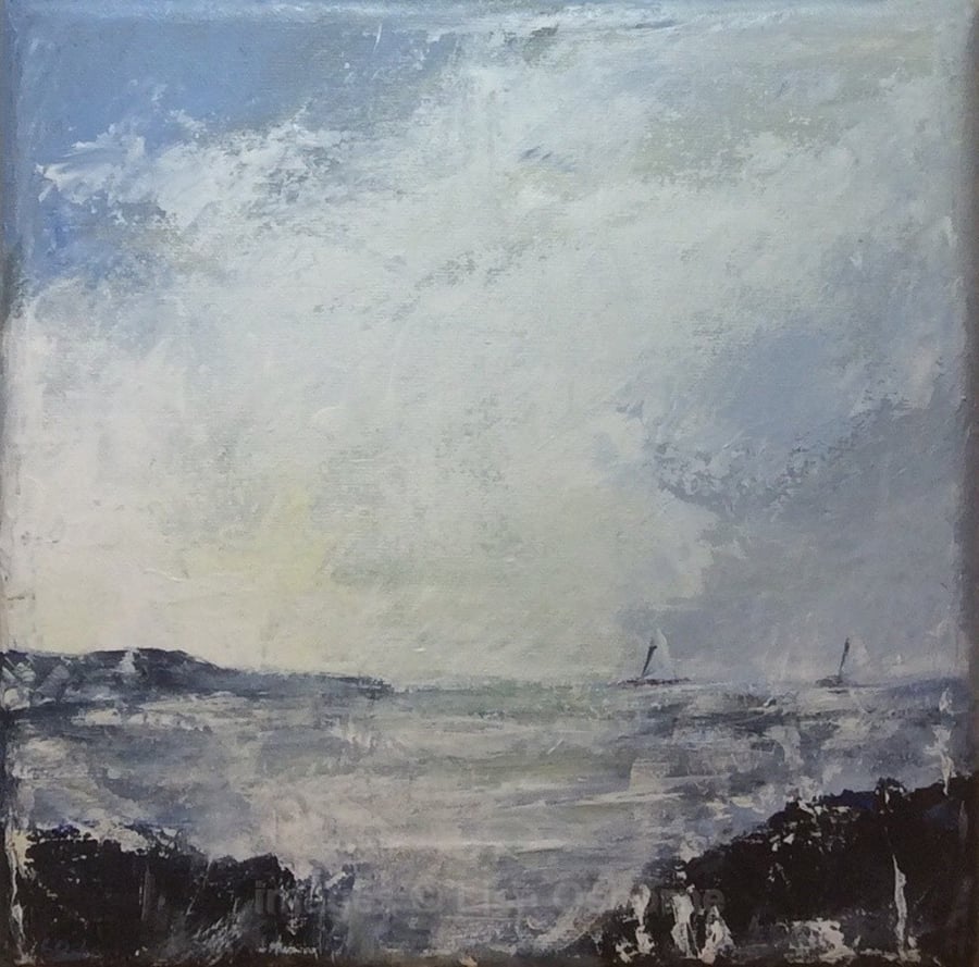 Racing for home. Acrylic on canvas. Boats. Sailing. Sea. Coast