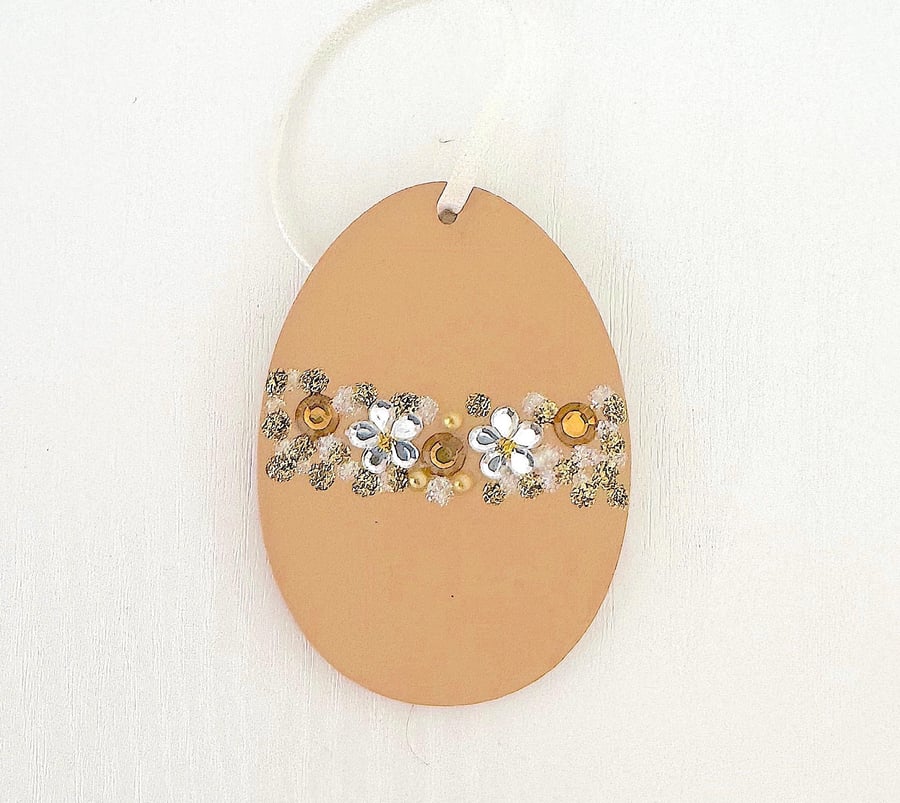 Easter egg decoration - hanging jewelled egg, hand crafted