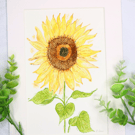 Sunflower original hand-painted watercolour A4 painting