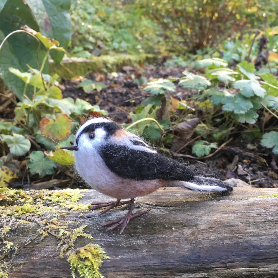 Needle felted long tailed tit