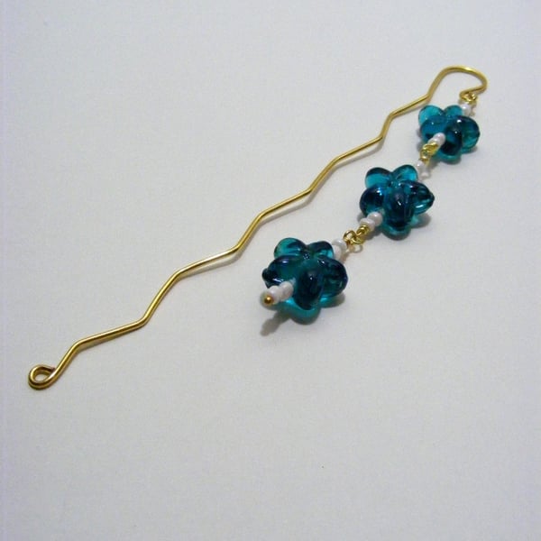 Blue Acrylic Flower Bookmark